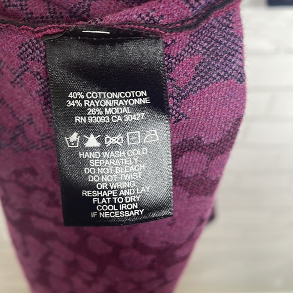 NWT NIC + ZOE Black/Purple Print A-Line Long Sleeve Dress - Picture 4 of 10